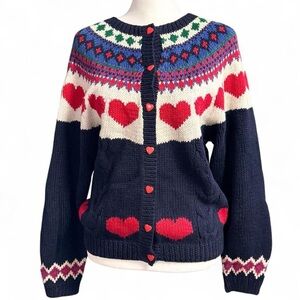 Vintage The Eagle’s Eye Heart Button Cardigan Sweater Size S ❤️